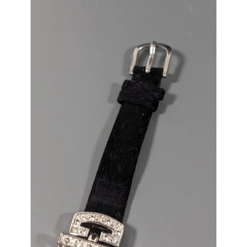Avon‎ Womens Black Velvet Crystal Accent Elegant Watch New Battery